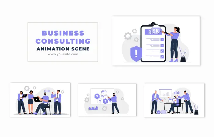 Business Consulting Concept Flat Design Character Animation Scene